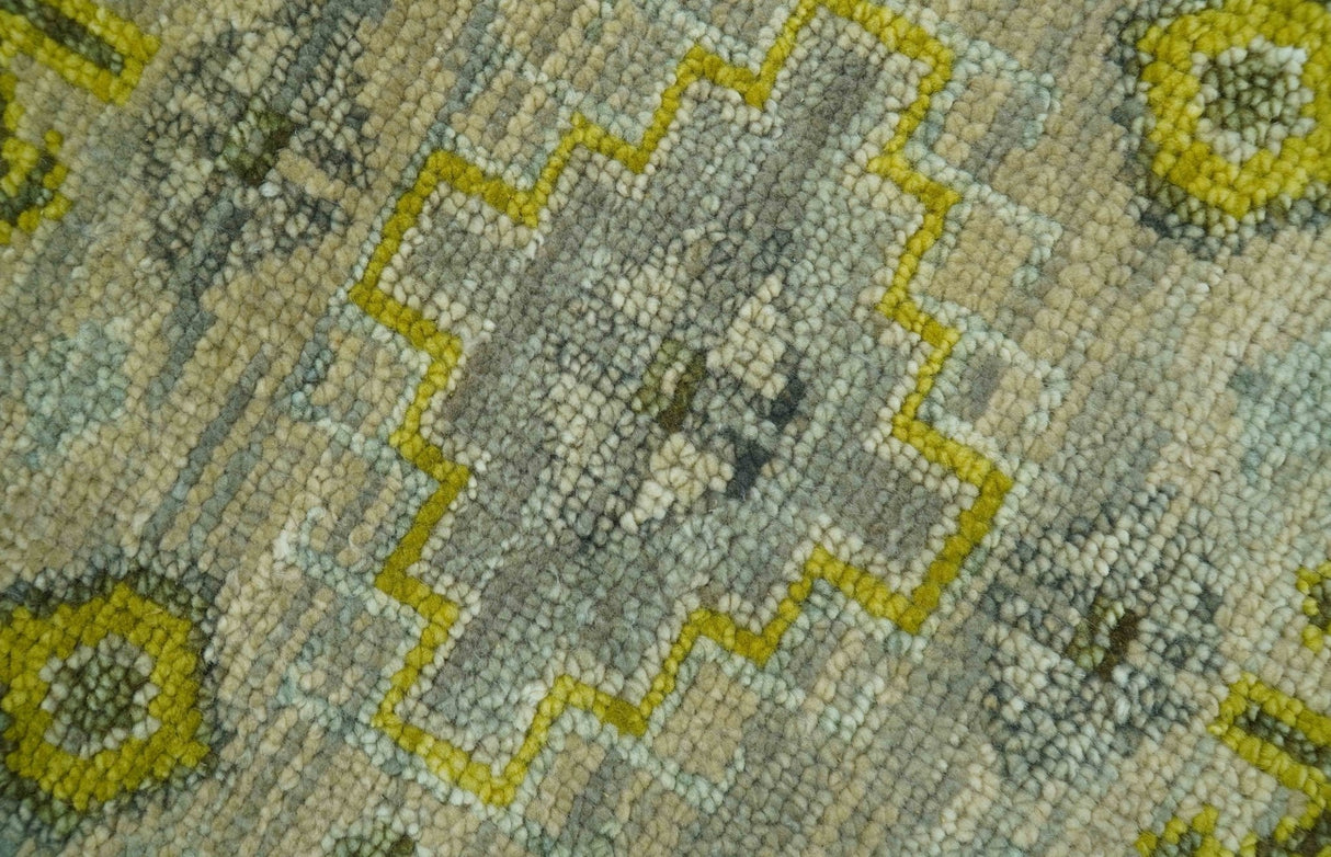 Custom Made Beige And Gray Traditional Hand Knotted wool area rug