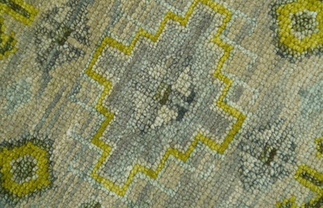 Custom Made Beige And Gray Traditional Hand Knotted wool area rug