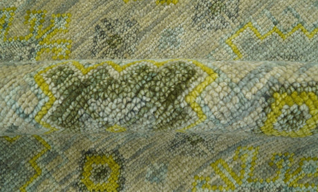 Custom Made Beige And Gray Traditional Hand Knotted wool area rug