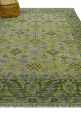 Custom Made Beige And Gray Traditional Hand Knotted wool area rug