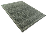 Custom Made Beige And Green Modern Geometrical Design Hand Knotted wool rug