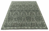Custom Made Beige And Green Modern Geometrical Design Hand Knotted wool rug