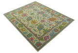 Custom Made Beige And Green Traditional Oushak Design Hand Tufted Wool Rug