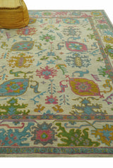 Custom Made Beige And Green Traditional Oushak Design Hand Tufted Wool Rug