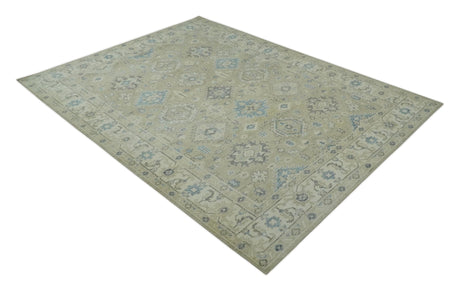 Custom Made Beige and Ivory Hand knotted Traditional Oushak wool Area Rug