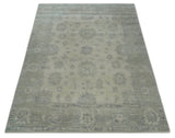 Custom Made Beige and Light Green Hand knotted Traditional Oushak wool Area Rug
