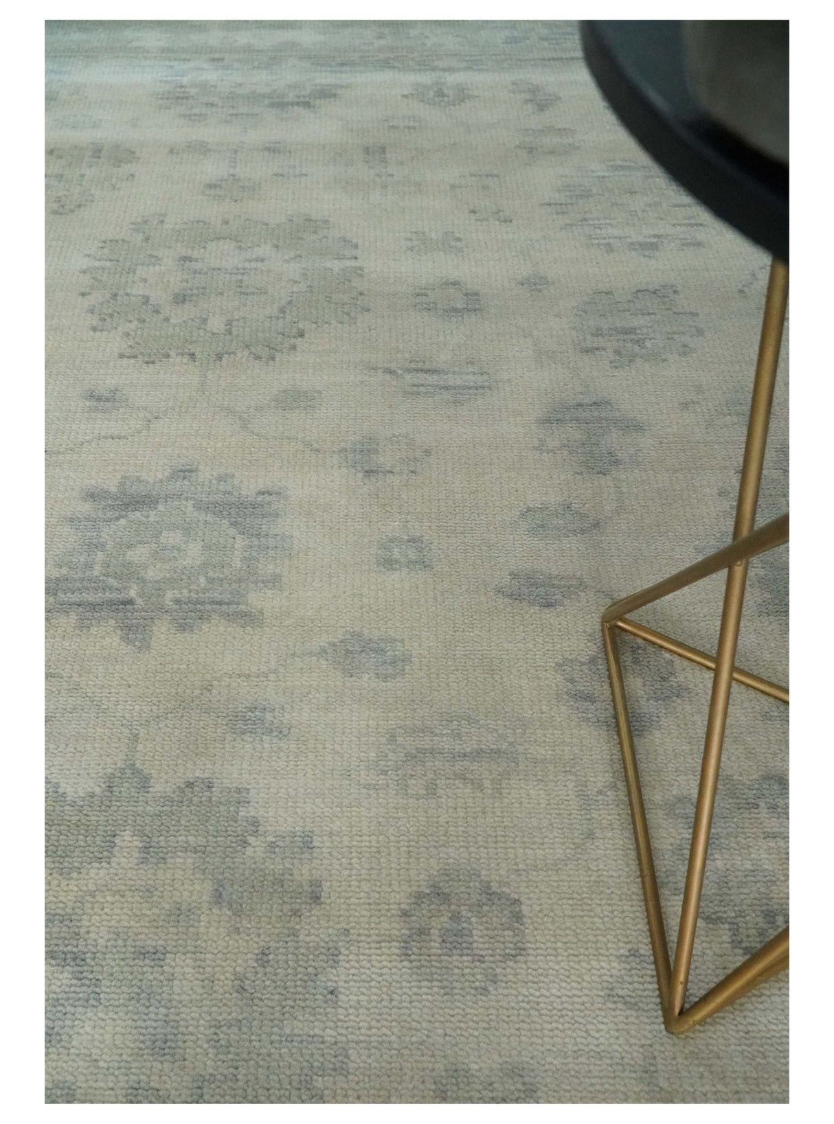Custom Made Beige and Light Green Hand knotted Traditional Oushak wool Area Rug