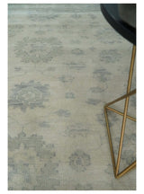 Custom Made Beige and Light Green Hand knotted Traditional Oushak wool Area Rug