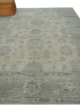 Custom Made Beige and Light Green Hand knotted Traditional Oushak wool Area Rug