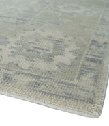Custom Made Beige and Light Green Hand knotted Traditional Oushak wool Area Rug