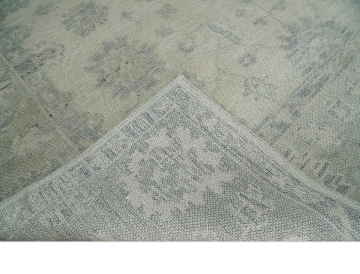 Custom Made Beige and Light Green Hand knotted Traditional Oushak wool Area Rug