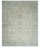 Custom Made Beige and Light Green Hand knotted Traditional Oushak wool Area Rug