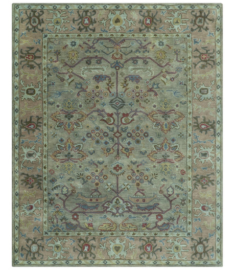 Custom Made Beige and peac Traditional Oushak Design Hand Tufted Wool Rug