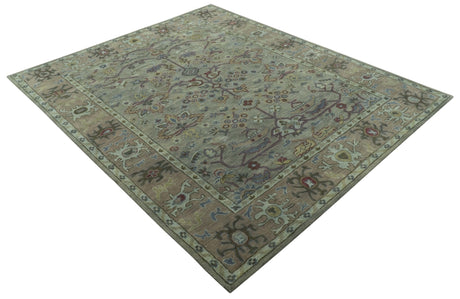 Custom Made Beige and peac Traditional Oushak Design Hand Tufted Wool Rug
