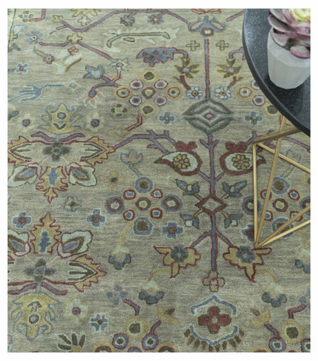 Custom Made Beige and peac Traditional Oushak Design Hand Tufted Wool Rug