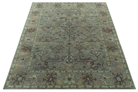 Custom Made Beige and peac Traditional Oushak Design Hand Tufted Wool Rug