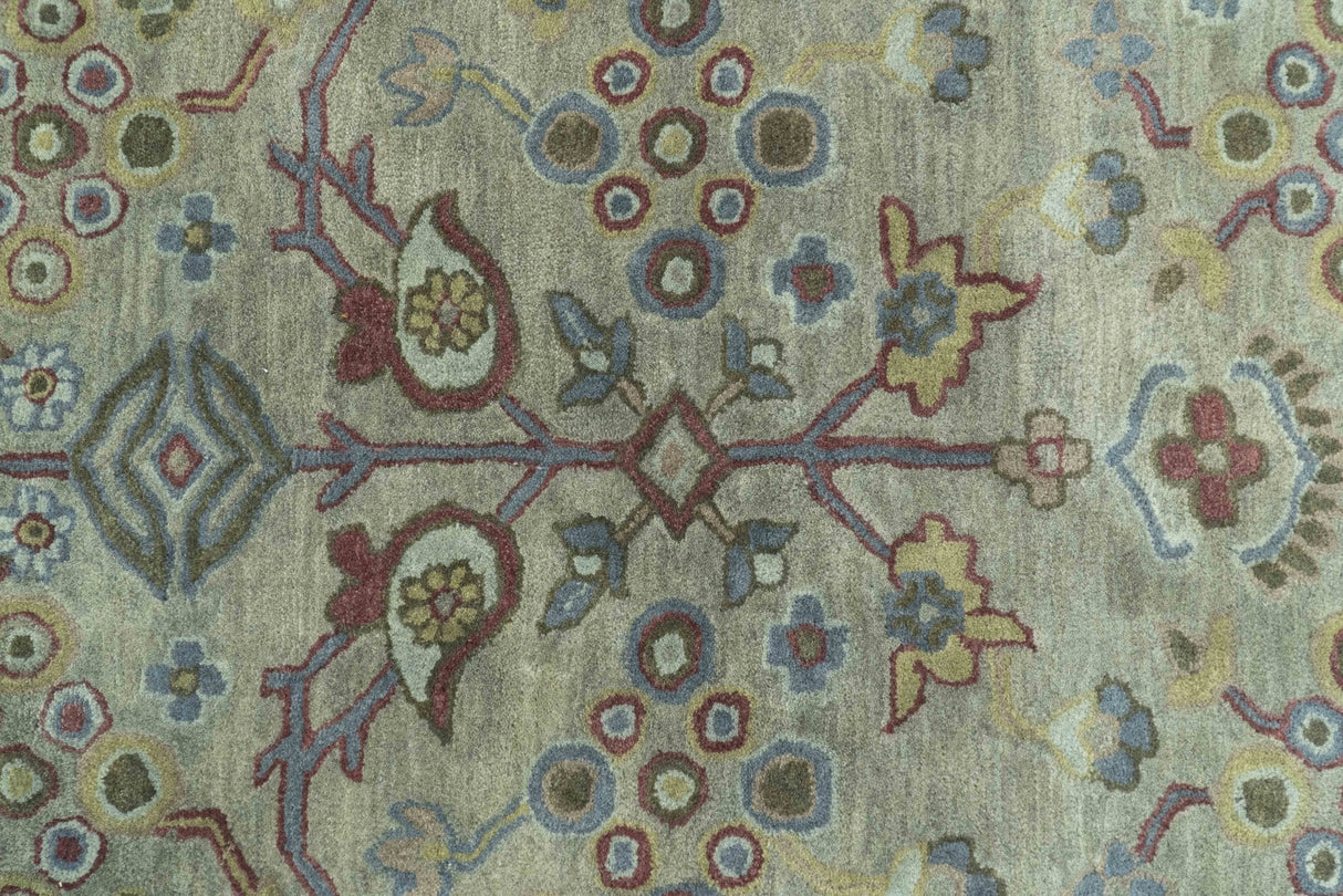 Custom Made Beige and peac Traditional Oushak Design Hand Tufted Wool Rug