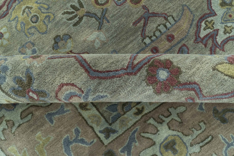 Custom Made Beige and peac Traditional Oushak Design Hand Tufted Wool Rug
