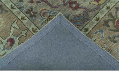 Custom Made Beige and peac Traditional Oushak Design Hand Tufted Wool Rug