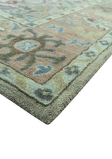 Custom Made Beige and peac Traditional Oushak Design Hand Tufted Wool Rug