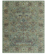 Custom Made Beige and peac Traditional Oushak Design Hand Tufted Wool Rug