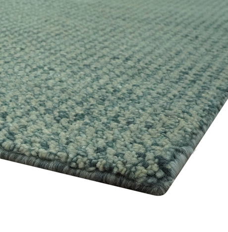 Custom Made Beige and Shades of Blue Stripes Design Contemporary wool area Rug