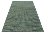 Custom Made Beige and Shades of Blue Stripes Design Contemporary wool area Rug