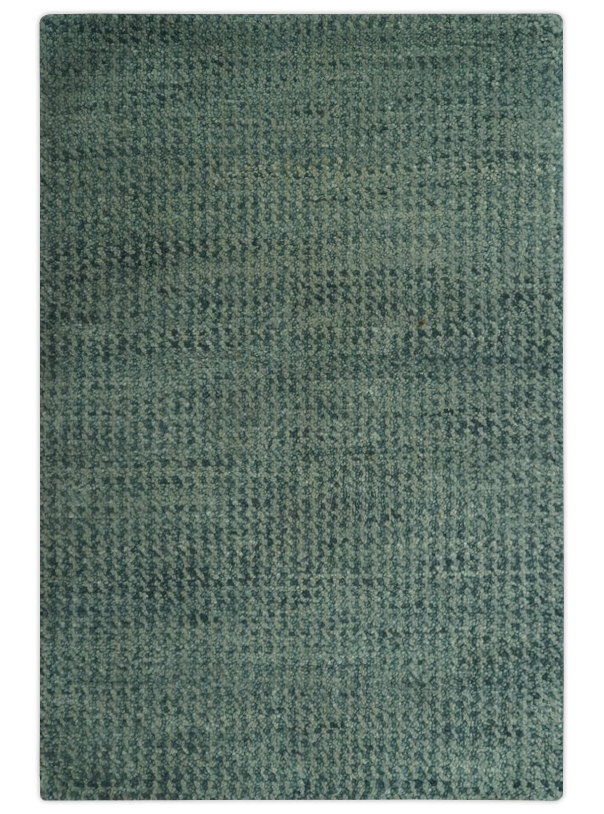 Custom Made Beige and Shades of Blue Stripes Design Contemporary wool area Rug