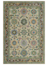 Custom Made Beige, Blue and Purple Traditional Floral Hand Tufted wool rug