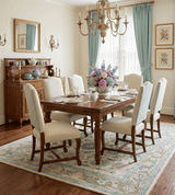 Custom Made Beige, Blue and Purple Traditional Floral Hand Tufted wool rug