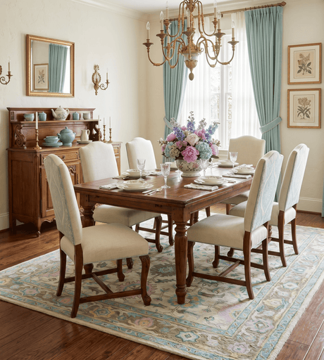 Custom Made Beige, Blue and Purple Traditional Floral Hand Tufted wool rug