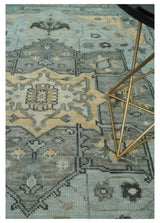 Custom made Beige, Gray and Charcoal Hand Knotted Traditional Heriz Wool Rug