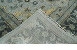 Custom made Beige, Gray and Charcoal Hand Knotted Traditional Heriz Wool Rug