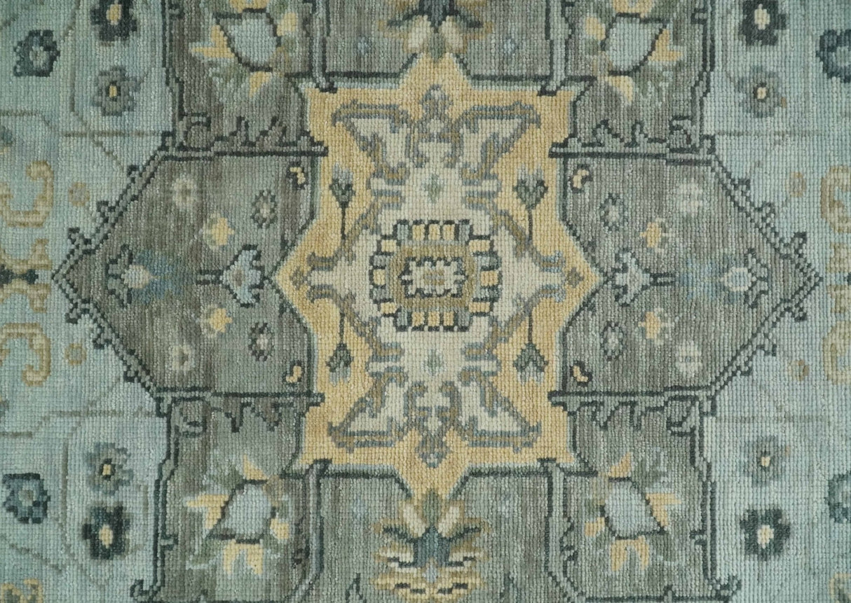 Custom made Beige, Gray and Charcoal Hand Knotted Traditional Heriz Wool Rug