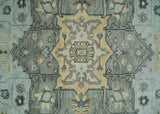 Custom made Beige, Gray and Charcoal Hand Knotted Traditional Heriz Wool Rug