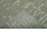 Custom Made Beige Modern Contemporary Hand Knotted Wool Area Rug