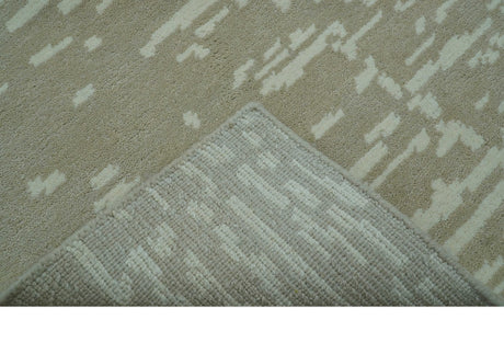 Custom Made Beige Modern Contemporary Hand Knotted Wool Area Rug