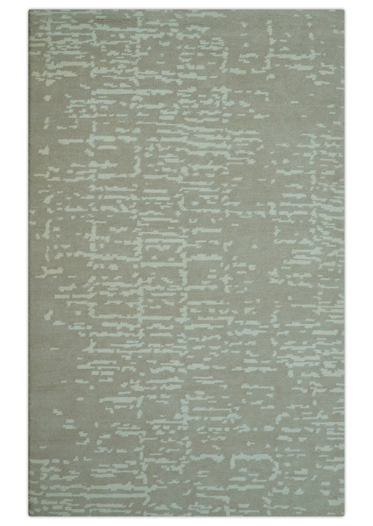 Custom Made Beige Modern Contemporary Hand Knotted Wool Area Rug