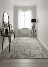 Custom Made Beige, Olive and Gray Hand Knotted Modern Abstract wool Area Rug