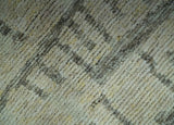 Custom Made Beige, Olive and Gray Hand Knotted Modern Abstract wool Area Rug
