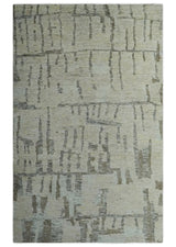 Custom Made Beige, Olive and Gray Hand Knotted Modern Abstract wool Area Rug