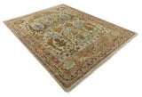 Custom Made Beige, Peach And Green Transition Hand Knotted wool rug