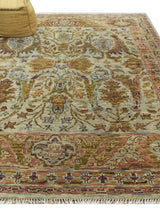 Custom Made Beige, Peach And Green Transition Hand Knotted wool rug