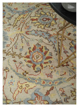 Custom Made Beige, Rust and Blue Traditional Style Hand Knotted Wool Area Rug