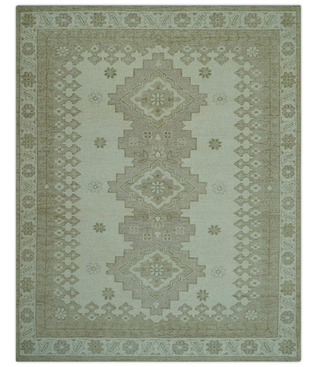 Custom Made Beige Traditional Turkish Design Hand knotted Wool Area Rug