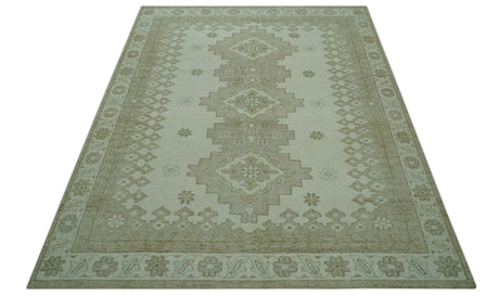 Custom Made Beige Traditional Turkish Design Hand knotted Wool Area Rug