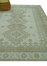 Custom Made Beige Traditional Turkish Design Hand knotted Wool Area Rug