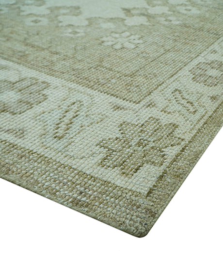 Custom Made Beige Traditional Turkish Design Hand knotted Wool Area Rug