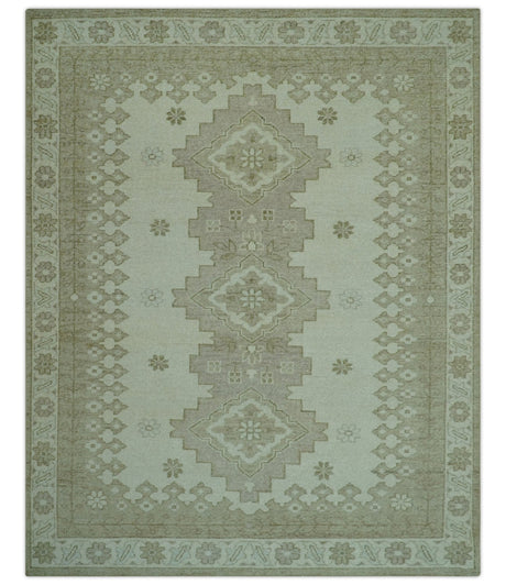 Custom Made Beige Traditional Turkish Design Hand knotted Wool Area Rug