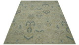 Custom Made Blue And Beige Modern Ikat Design Hand Knotted Wool Area Rug